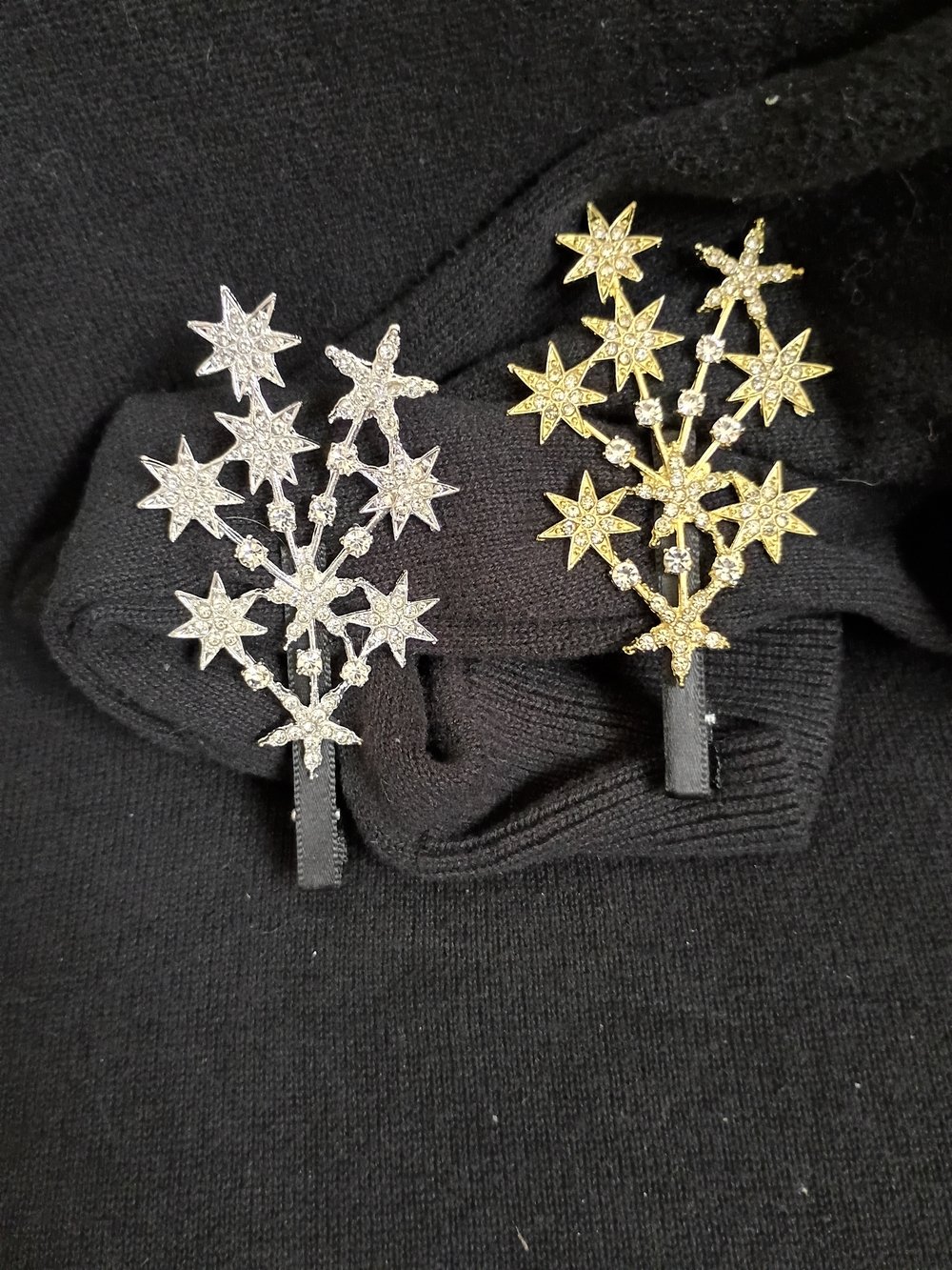 Gold & Silver Starburst Hair Clips - Women Accessories